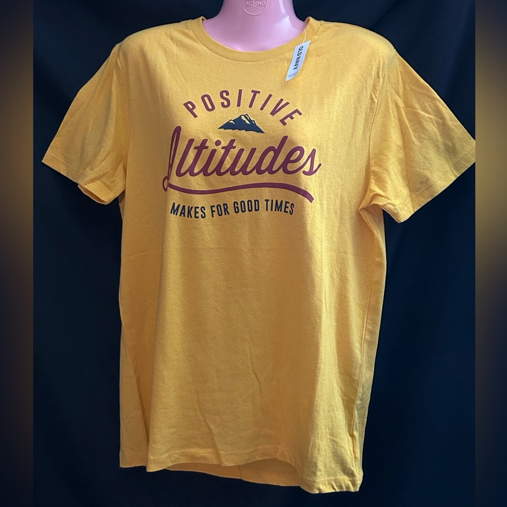 Old Navy Men’s Positive Attitudes Yellow Graphic Shirt Sleeve Tee MD NWT